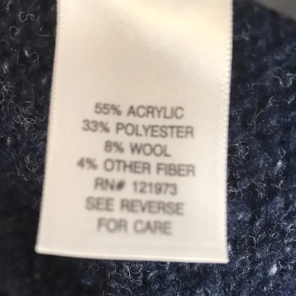 SimplyVera Vera Wang Knit Cardigan Tie Waist Sweater Pockets Marled Navy Large - Picture 14 of 15